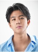 ツーブロックナチュラルダウンパーマシースルーマッシュ