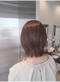 ブリーチなし透明感カラー×艶さらストレートボブ
