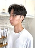 センターパート×ニュアンスパーマ