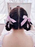 編み込みツインリングヘア