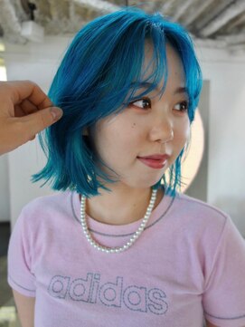 カシェ ナカザキ(CACHE NAKAZAKI) ブルー/ボブ/ハイトーン