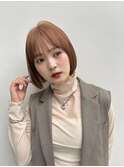 ハイトーンカラーミルクティーベージュ小顔ヘアボブ
