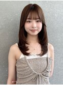 ミディアムレイヤーカット/髪質改善/韓国/黒髪/小顔/前髪/札幌