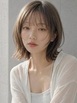 ヴェイン 渋谷(vain) くびれボブ シースルー フェイスレイヤー オリーブベージュ