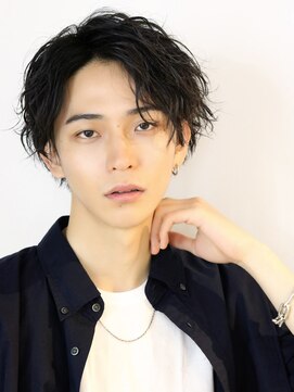 ネイビー(NAVY) ウェットウェーブラフパートミディアム