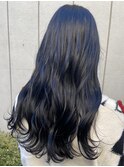 △ブリーチなし高発色カラーブルーブラックロングヘア髪質改善
