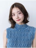 20代30代大人かわいい斜めバングデザインカラーシルキーベージュ