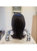 2wayバング韓国前髪シースルーミディアムくびれヘア顔周り
