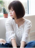 小顔大人可愛い内巻きストレートワンカールボブ髪質改善艶髪美髪