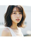 くすみベージュレイヤーカット艶感ストレート43越谷30代40代