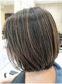 白髪ぼかしハイライト　明るい白髪染め　40代　50代