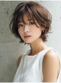 ★グレージュデザインカラーハッシュカットツートンカラーボブ