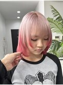 透明感抜群ペールピンク×裾カラー(ピンク)