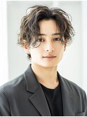 Men'sカットセンターパートフェザーパーマ/ビジネス眉毛