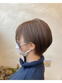 【新開】小顔束間ショート×ミルクティーブラウン