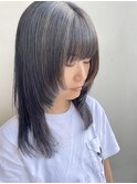 フェイスレイヤーブリーチハイライト白髪ぼかしウルフレイヤー