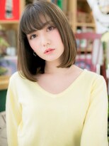 カバーヘア ブリス 戸田公園西口店(COVER HAIR bliss) グレーベージュぱっつん前髪前下がりボブh2戸田公園20代30代40代