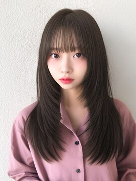 アフロート トウキョウ(AFLOAT TOKYO) ぱっつん前髪透明感カラー小顔顔まわりレイヤーカットロングヘア