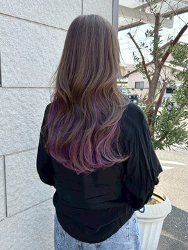 セットアップ 倉敷美和店(SET-UP) インナーカラーパープル/透明感グレージュ/ロングレイヤー/艶髪