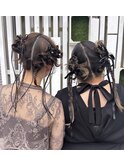 ツインテールアレンジでヘアセット。お出かけに。2次会に。