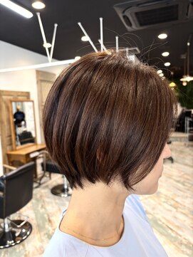 リュンヌ 門前仲町(lune) ロングショートワンカールパーマカーキグレージュ前髪門前仲町