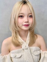 サンドレオ 新宿店(sand Leo)&nbsp;ミディアムレイヤーカット/マロンベージュ/顔周り/前髪/新宿