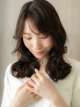 カバーヘア ブリス 川口(COVER HAIR bliss) ダークアッシュブラウン大人美人コテ巻き風パーマX川口30代40代