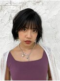 大人なシースルーバング◆黒髪ニュアンスボブ【uiicumedasachi】