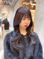ロンド エスポワール 錦糸町(Lond espoir)&nbsp;黒髪レイヤーロンググレーベージュ前髪パーマ【韓国ヘア鈴木颯】