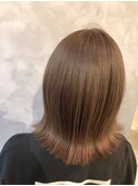 ミディアム×切りっぱ×シナモンベージュ　20代30代40代