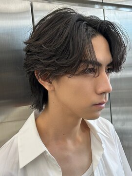 フィフス(fifth) 原宿フェザーパーマメンズセンターパートニュアンスパーマ30代