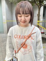 ケンジ 横浜(KENJE)&nbsp;切りっぱなしボブ/ミルクティーベージュ/ローライト/横浜美容室