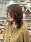 ミディアムレイヤー顔周りレイヤーブラウン韓国ヘア京都河原町