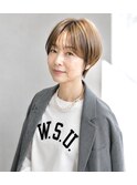 40代人気♪大人ショートボブ×耳掛けショート ベージュブラウン