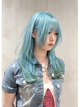 グロウ 渋谷(grow) ミントグリーン×顔まわりカット【かわい】