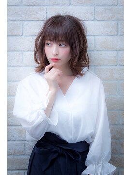 エルデ ナインズ ヘアー スタンド 川口店(elde 9's HAIR STAND) ヴェールウェーブブルージュカラー外ハネひし形シルエット