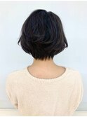 黒髪/グラボブ/小顔/ショート/暗めカラー/30代40代50代/白髪染め