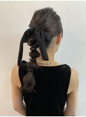 ヘアセット ポニーテール 20代30代　結婚式　ライブ