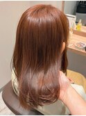 熊本　ふんわりミディアムレイヤー　オレンジベージュArisa.