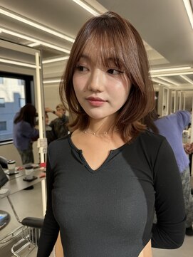 サンド 名古屋(sand) ミディアムレイヤーハッシュカットシャギーボブレイヤー黒髪小顔