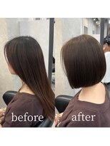ヘアサロン ドットプラス 町田店(dot. plus) ぱっつんボブ/ばっさりボブ/オリーブベージュ/ボブ/町田/町田駅