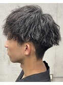 メンズ/アップバング/ツーブロックマッシュ/束感ショート波巻き