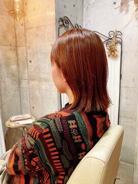 フルーヴ(Fleuve) ぶつ切りボブ×こなれ感♪ピンクオレンジ☆