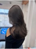 レイヤーカット グレージュ 人気 透明感 ブリーチなし