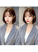 ナチュラルストレート×シースルーバングの大人ツヤボブ