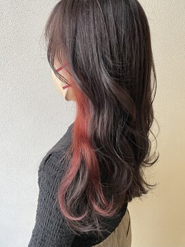 オウルヘアー(Owl hair) 赤系イヤリングカラー/ロング