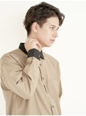 黒髪/グレーベージュ/レイヤーロング/前髪パーマ[新宿駅]
