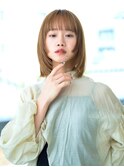 大人かわいい前髪セシルカットココアブラウンフリンジウェーブ