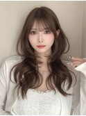 レイヤーカット/ミルクブラウン/面長/ハッシュカット