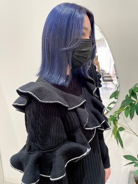 ジーナ 難波(Zina) 髪質改善*寒色モードラベンダーブルー*美髪【Zina難波】